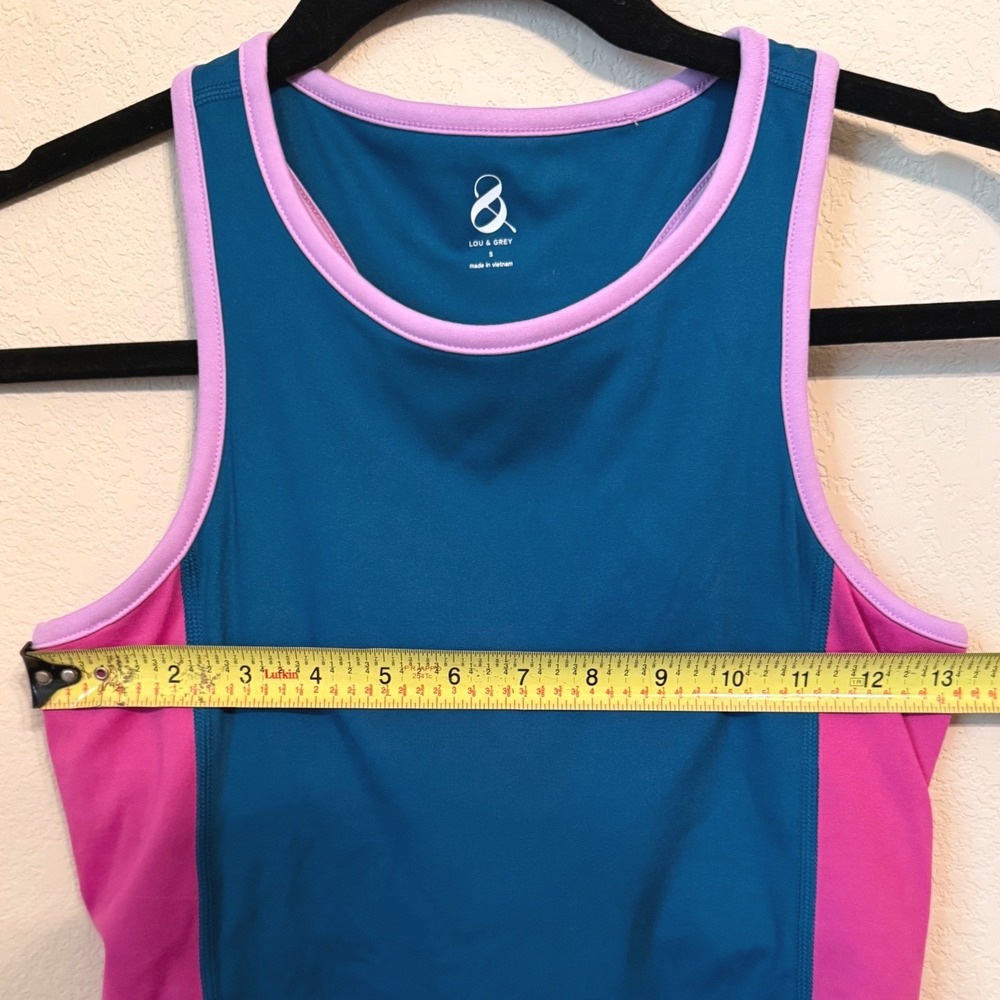 Lou & Grey Softsculpt Active Colorblock Racerback Tank Top Teal Pink Size S NEW - Picture 10 of 10